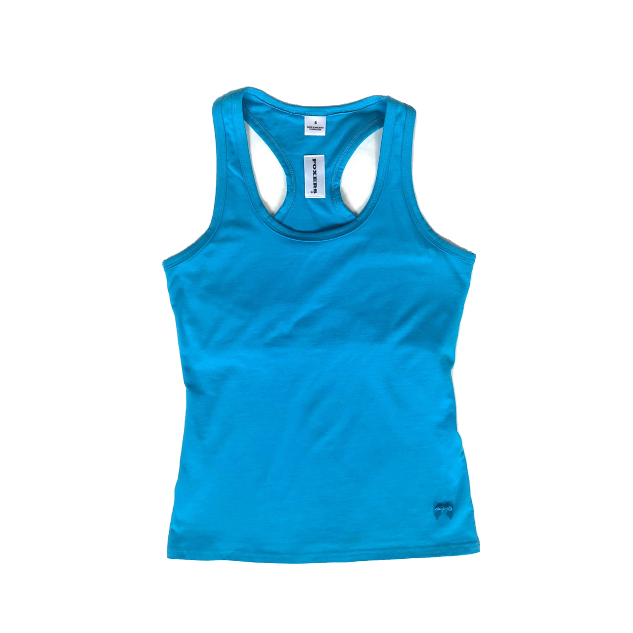 Turquoise Blue Racerback Tank Top with Shelf Bra | Foxers