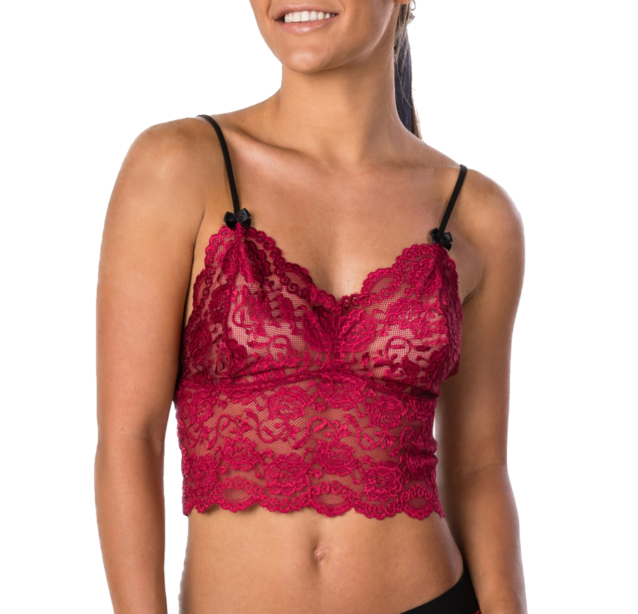 Red Lace Cropped Camisole Bralette