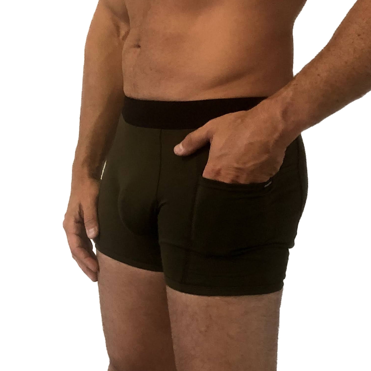 Olive Men's Boxer briefs with pockets