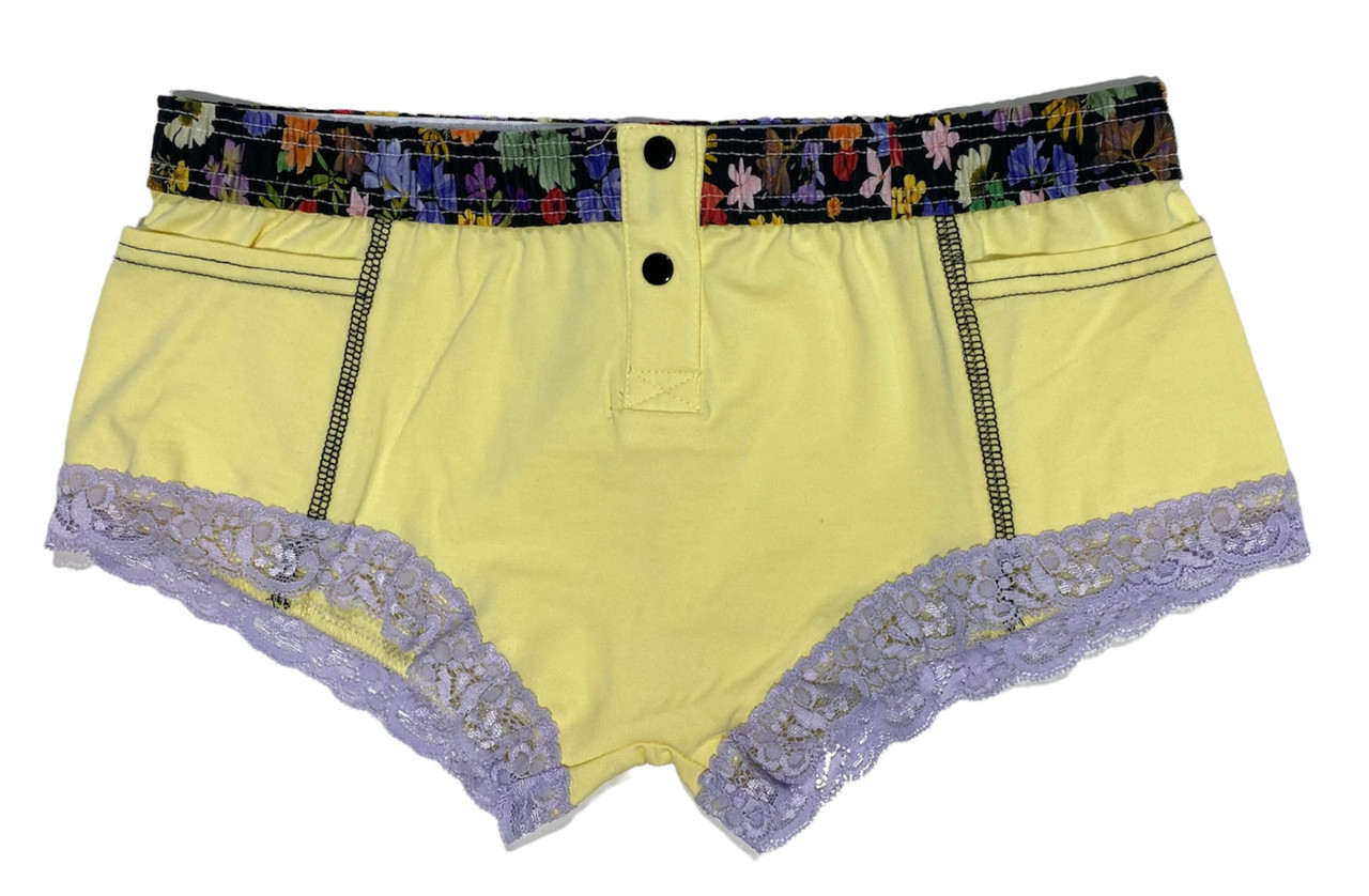 Butter Yellow Boxer Brief with Wild Flower FOXERS waistband