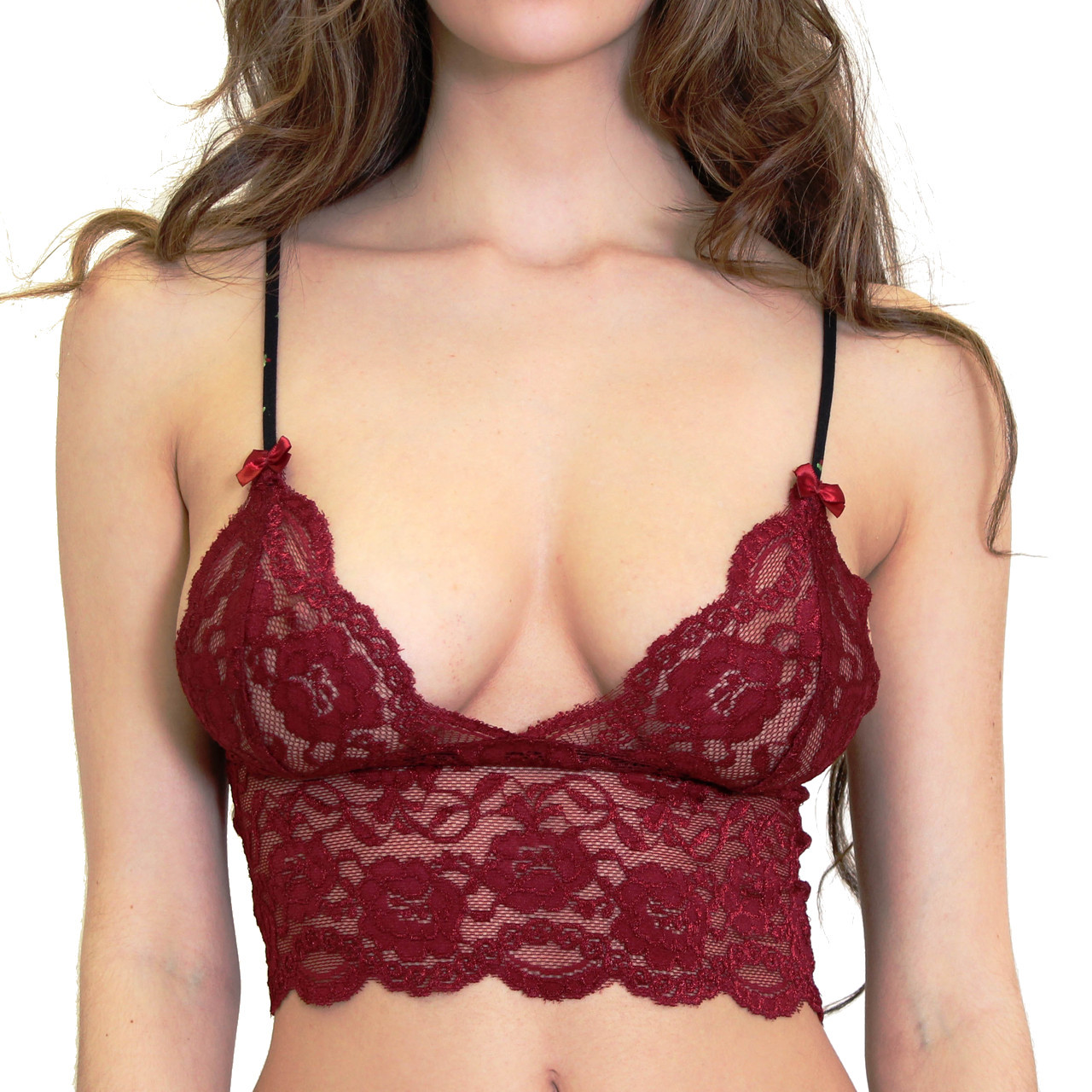 Cranberry Lace Camisole with Midnight Rose Straps