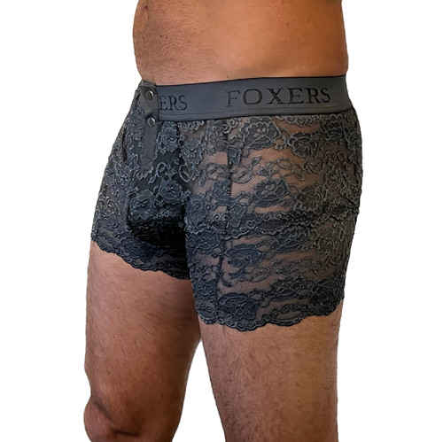 FOXERS Men's Red lace boxers with red white stripe band