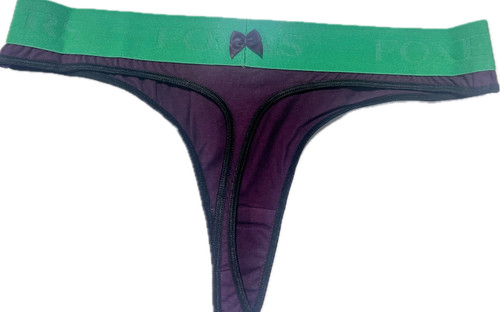 Foxers thong plum kelly green back view Foxers thong plum kelly green back view