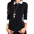 Womens Black Button Down Blouse with White Peter Pan Collar and Cuffs Womens Black Button Down Blouse with White Peter Pan Collar and Cuffs