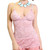 Hip Length Rose Pink Lace Chemise Negligee Hip Length Rose Pink Lace Chemise Negligee