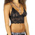 Black Lace Bralette Cami with Feather Print Straps