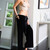 Relaxed Fit Black Velvet Palazzo Pants