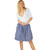 Navy Blue Striped Skirt With Pockets Navy Blue Striped Skirt With Pockets