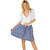 Navy Blue Striped Skirt With Pockets Navy Blue Striped Skirt With Pockets