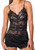 Black lace FXCAM3-0132 New style FOXERS lace camisole / chemise black white dot non stretch cotton adjustable straps