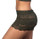 FXBXR-9090L Olive Lace Boxers with FOXERS logo elastic band & rhinestone black satin bow side view
