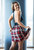 Red Plaid Night Gown with Black Lace Halter Top