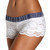 White Lace Boxers with Navy Striped Waistband