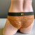 Bikini Brief by Foxers soft Amber Gold lace and olive logo band