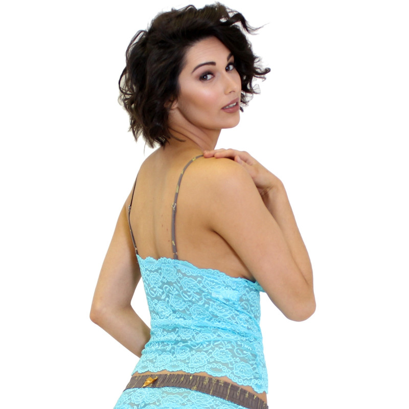 トップス Leciel Blue Lace Up Back Cami Top Foxers lt blue lace camisole bralette