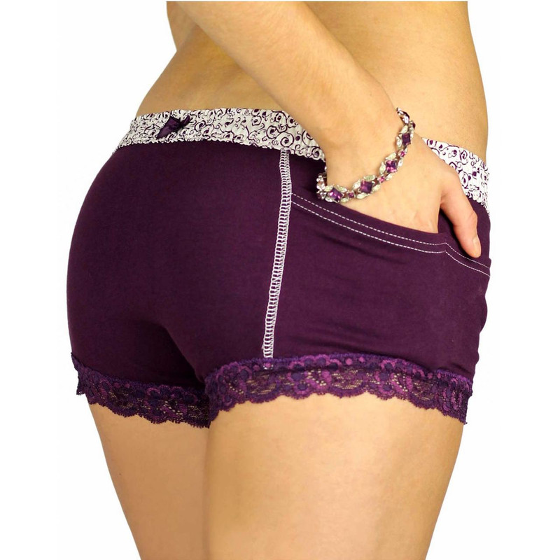 Plum Boxer Briefs with Scroll Print FOXERS Band