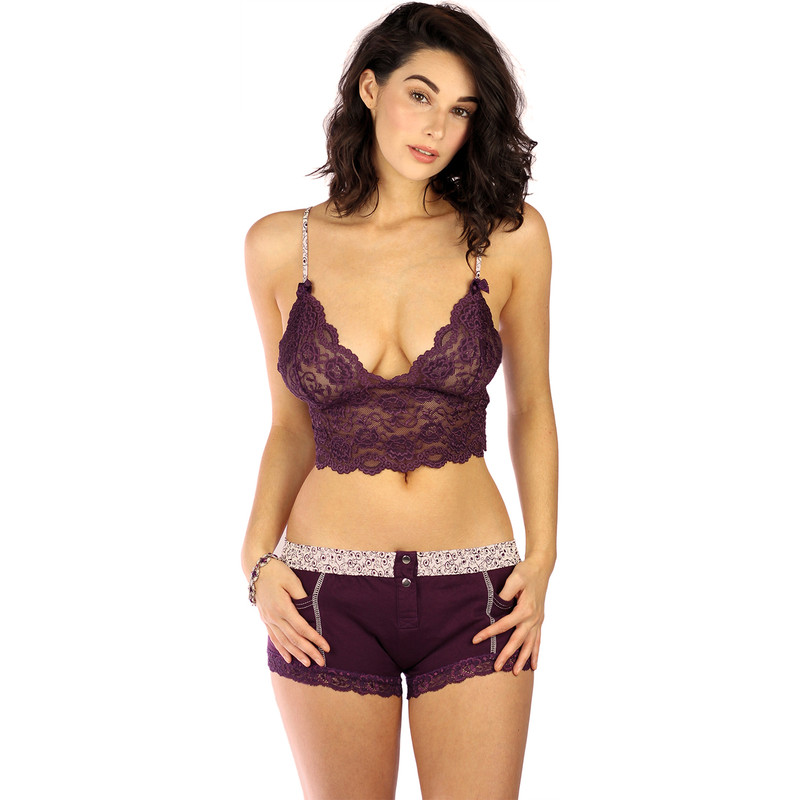 Plum Purple Boxer Briefs for Women with a Scroll Print FOXERS Band