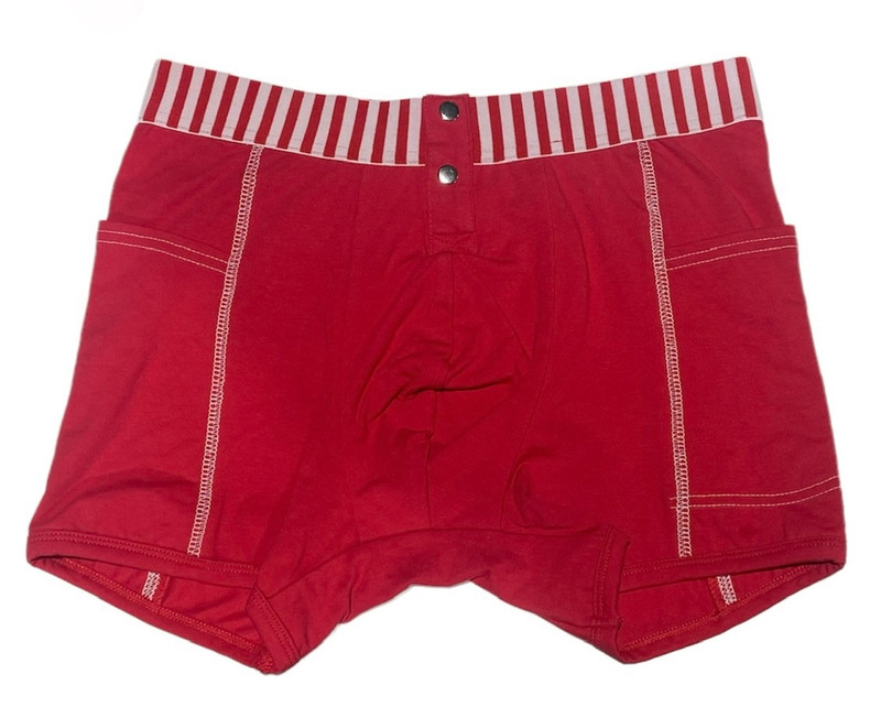 FOXERS Red Boxer Brief with pockets & Red/White Stripe elastic waistband
