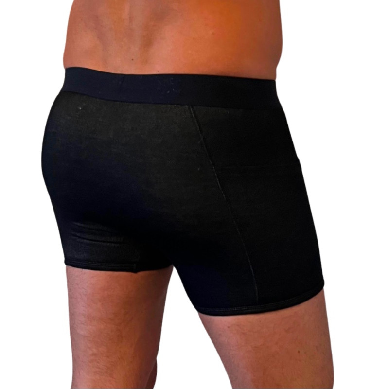 Black Soft Denim knit Men's boxer briefs with pockets