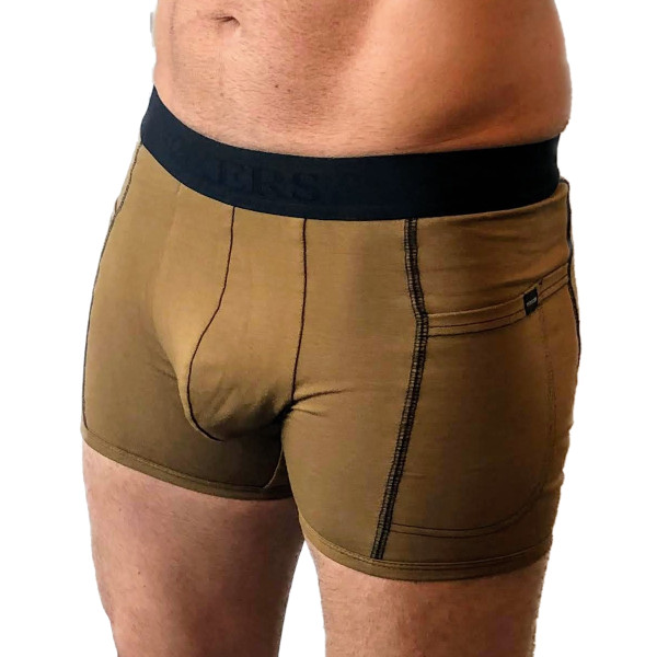 Chargray Men's Boxer Brief with FOXERS logo band & pockets