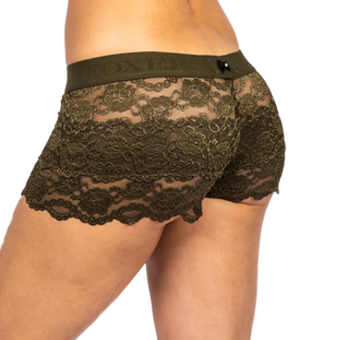 Black Cherry Lace Boxer with FOXERS logo elastic band