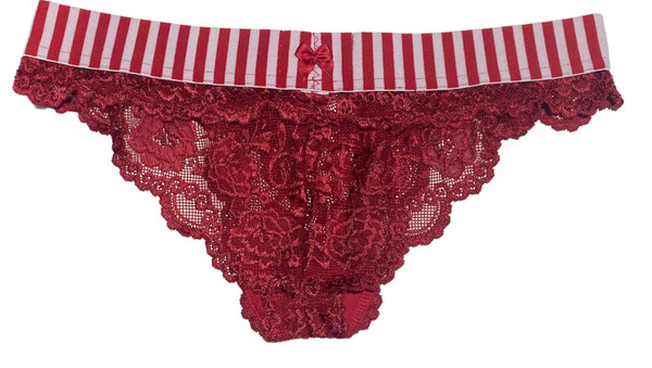 Red & White Stripe FOXERS Lace Boxers