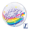 22 inch Bubble Balloon featuring a colourful Birthday Rainbow Unicorn design.