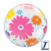 22 inch Bubble Balloon featuring an elegant Birthday Flowers & Filigree design.