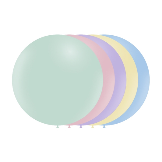 36 inch round latex balloons in assorted colours.