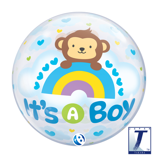 22 inch Bubble Balloon featuring an It's a Boy design with cute animals.