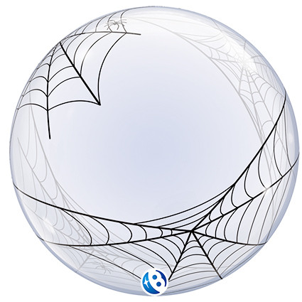 24 inch transparent DecoBubble featuring a spider web design.