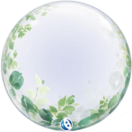 24 inch transparent DecoBubble featuring green eucalyptus leaves from the Kyoko Yamamoto Collection.