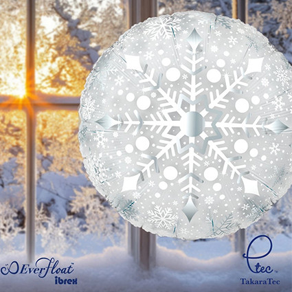 18 inch EverFloat balloon featuring an elegant snowflake design.