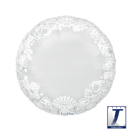 18 inch EverFloat balloon featuring an elegant Lace Ribbon design.