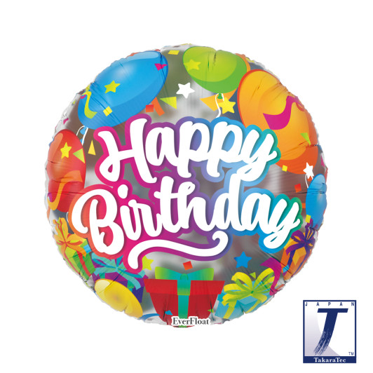 18 inch EverFloat balloon featuring a Birthday Surprise design.