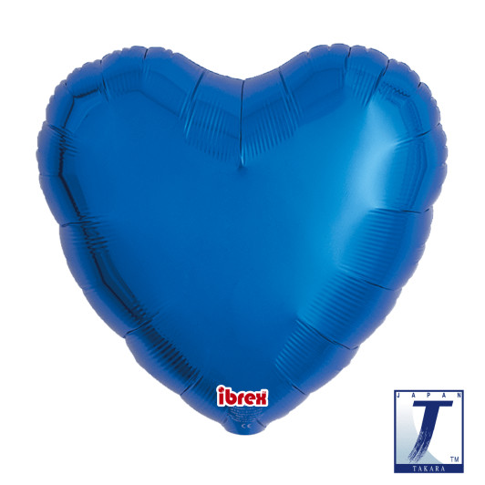 18 inch heart foil balloon in Metallic Blue.