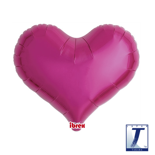 18 inch Jelly Heart foil balloon in Metallic Magenta.