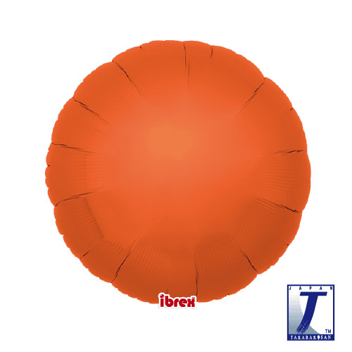 Orange round foil balloons available in 14, 18 and 25 inch sizes.