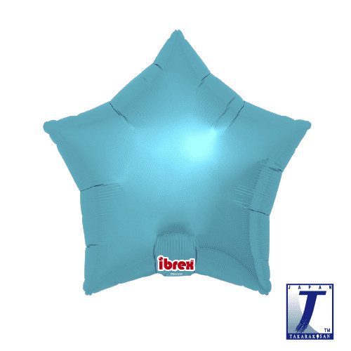 Metallic Light Blue star-shaped foil balloons, available in 15, 19 and 25 inch sizes.