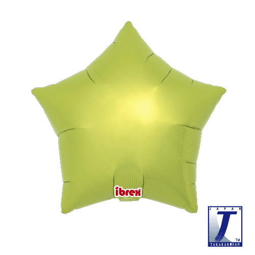 Metallic Lime Green star-shaped foil balloons, available in 15, 19 and 25 inch sizes.