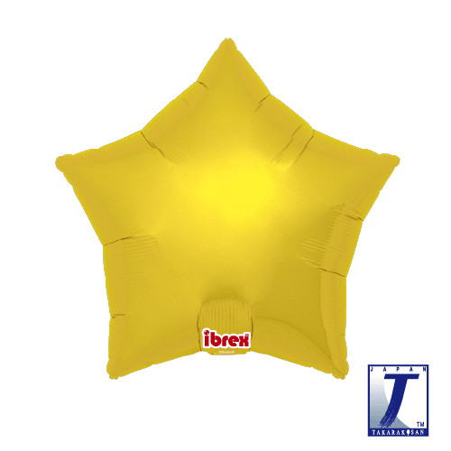 Metallic Gold star-shaped foil balloons, available in 15, 19 and 25 inch sizes.
