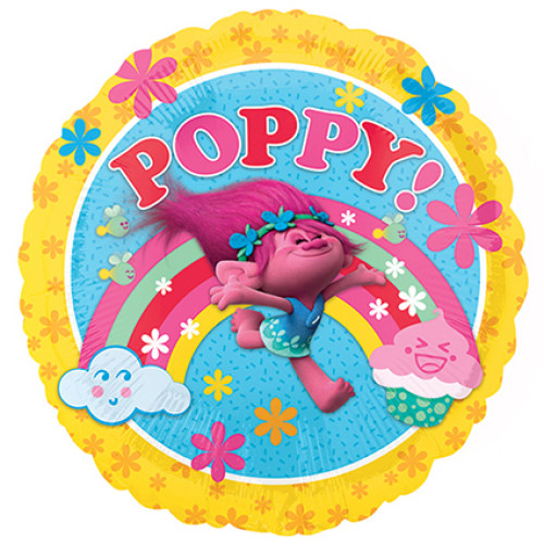 18 inch foil balloon featuring Poppy from Trolls.