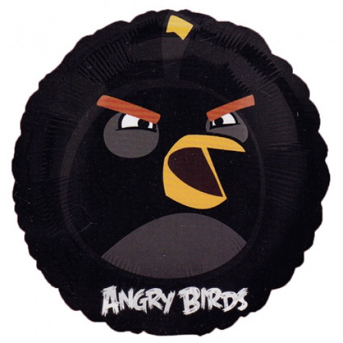 18 inch foil balloon featuring the Black Bird from Angry Birds.