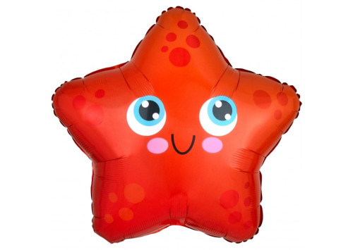 18 inch shaped foil balloon featuring a red starfish design.