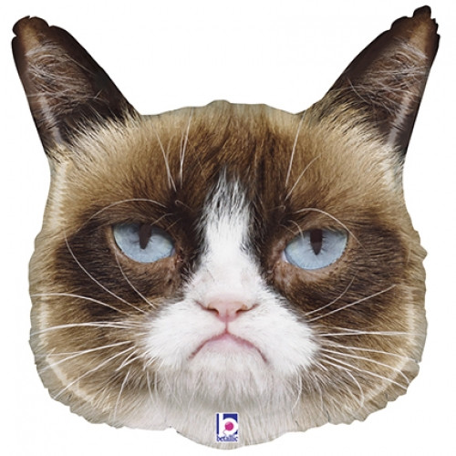 28 inch shaped foil balloon featuring a grumpy cat design.