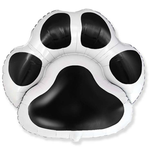 30 inch shaped foil balloon featuring a black dog paw print.