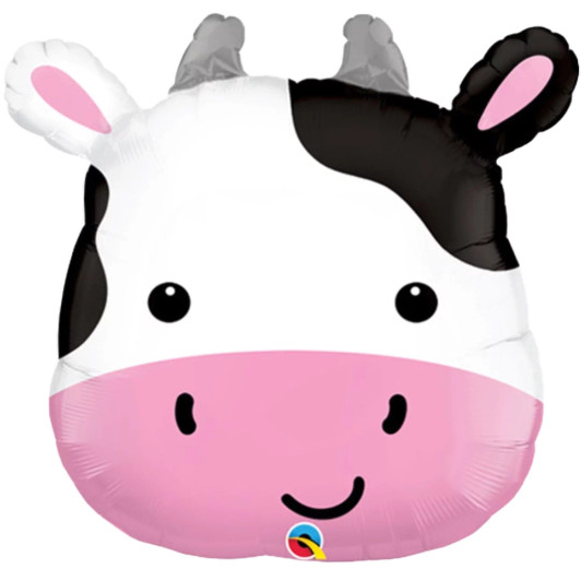 28 inch foil balloon featuring a Holstein cow design.