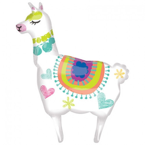 41 inch foil balloon featuring a colourful llama design.