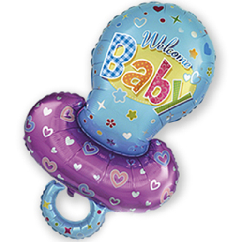 14 inch MiniFoil balloon featuring a blue Pacifier design.
