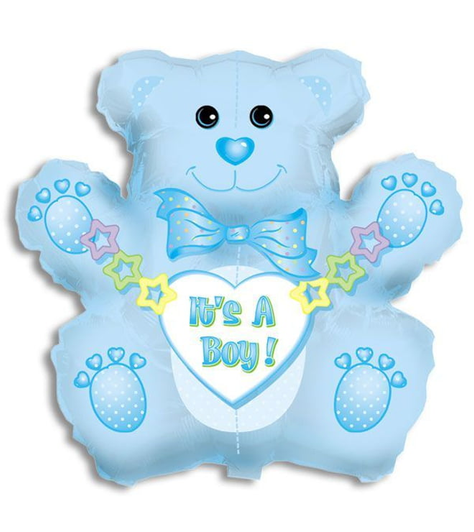 14 inch MiniFoil balloon featuring an It's a Boy Bear design.